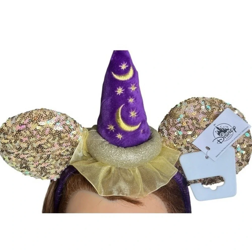 Disneyland Sorcerer Mickey Magic‎ Happens Minnie Sequin Ears Headband Parade New